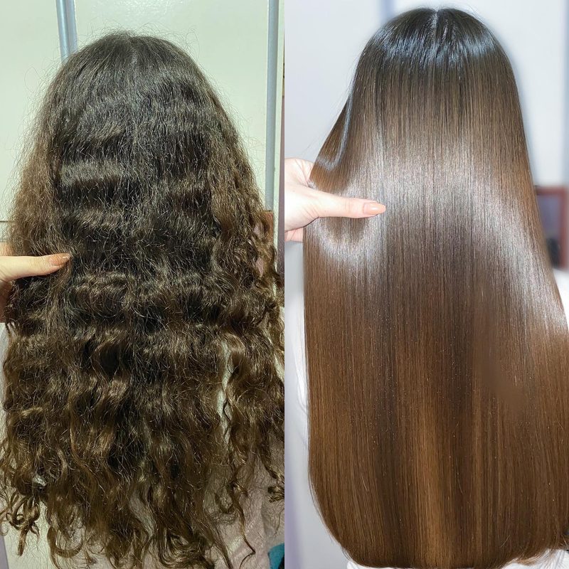 Transformação de cachos para liso